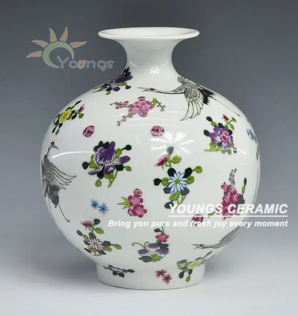 

Free Shipping Special Jingdezhen craft Ceramic Porcelain Luminous Crane vase