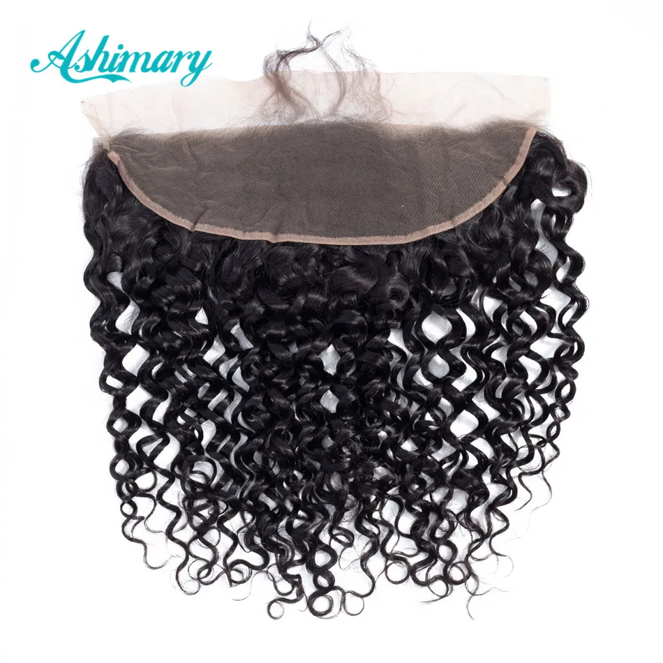 Ashimary Brazilian Hair Deep Wave Lace Frontal Pre Plucked Remy Human Hair Lace Frontal Closure with Baby Hair Ear to Ear