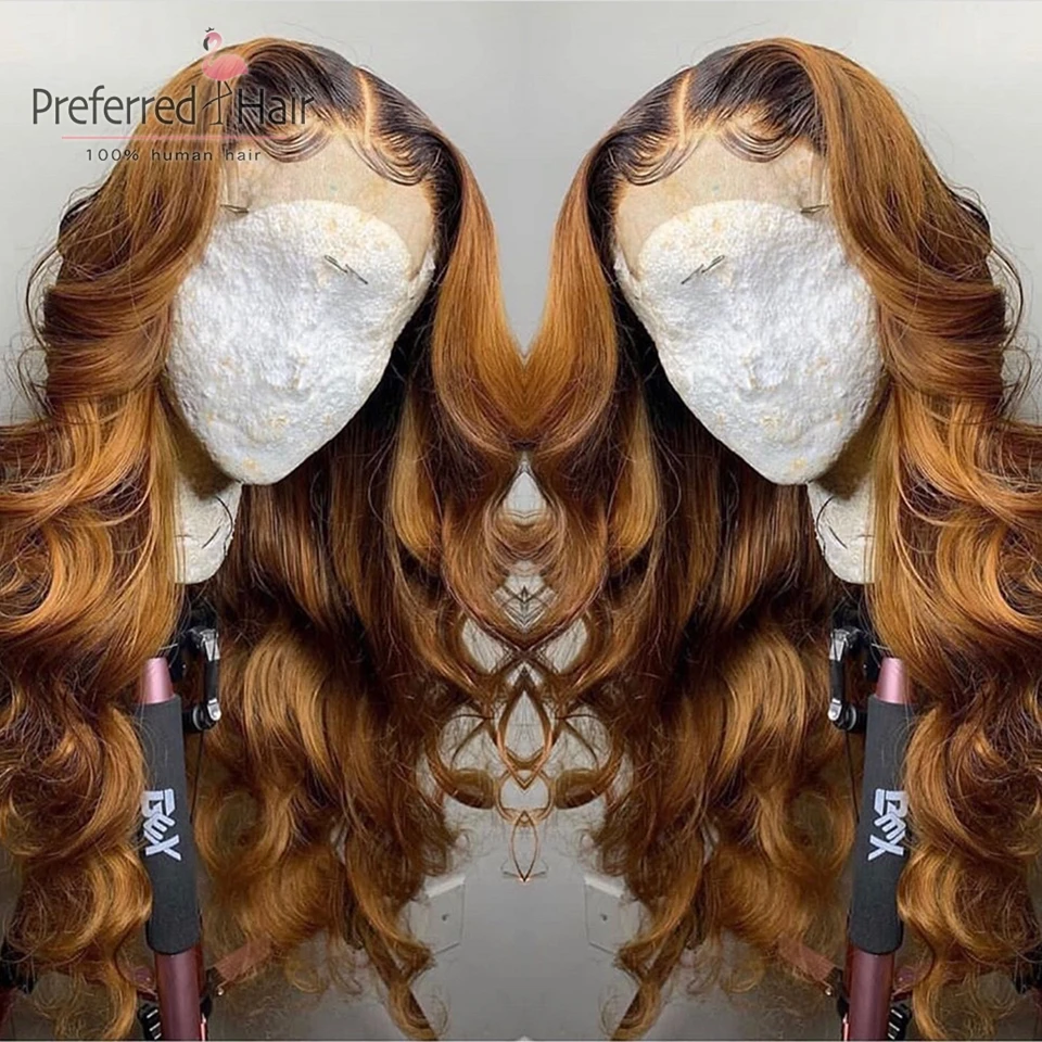

Preferred Ombre Human Hair Wig Loose Wave 13x6 Lace Front Wig 150% Density Remy Brazilian Honey Blonde Lace Wigs For Black Women