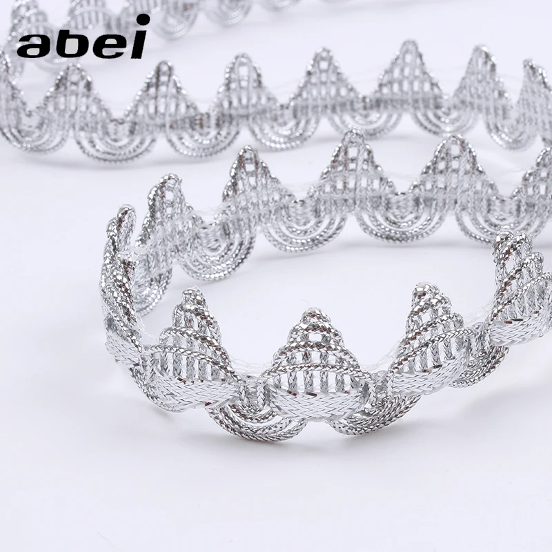 

10yards/lot 1.8cm Crocheted Silver Lace Ribbon Tape diy Wedding Cosplay Clothes Sewing fabric Handmade Headwear Accessory