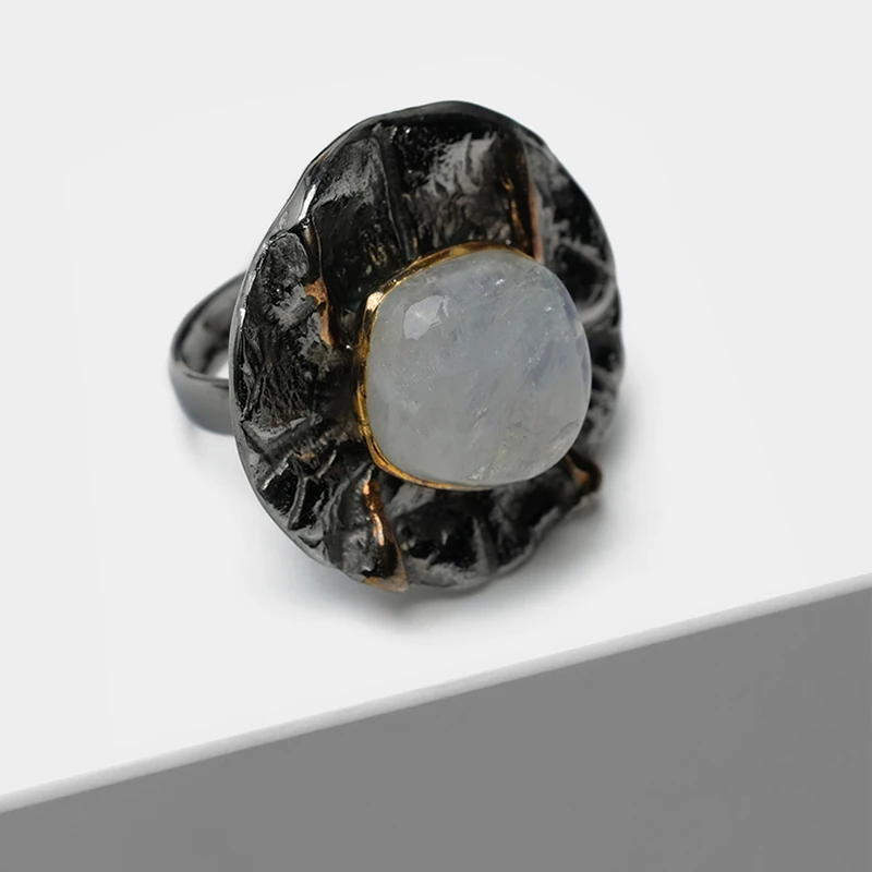 

Vintage 925 Silver inlaid semi-precious stone black Rings