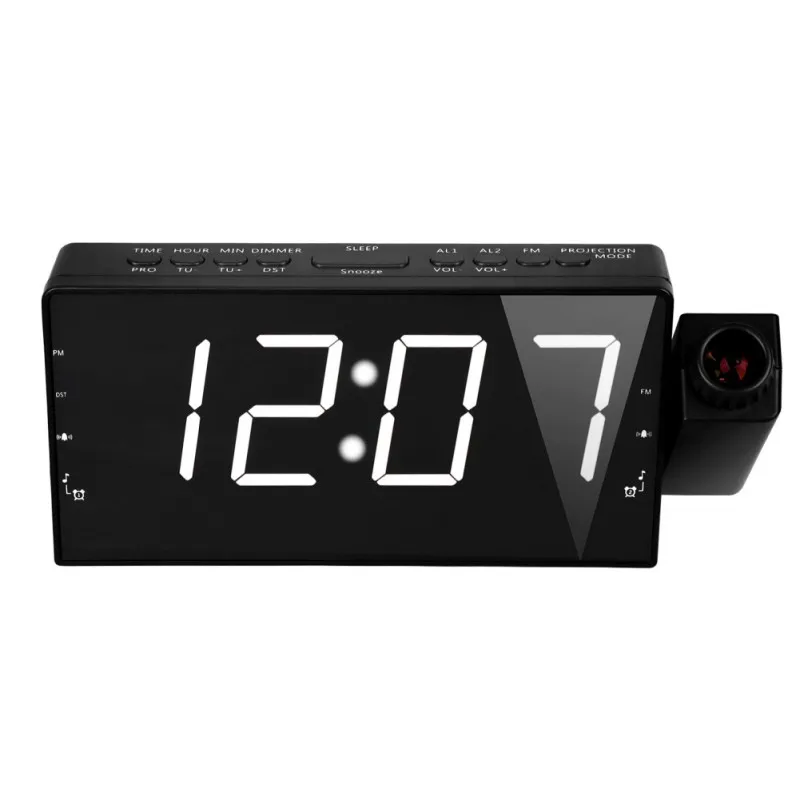 

Digital 110 Degree FM Radio Clock Radio Alarm Clock Projection Snooze Timer Temperature LED Display USB Charge Clock