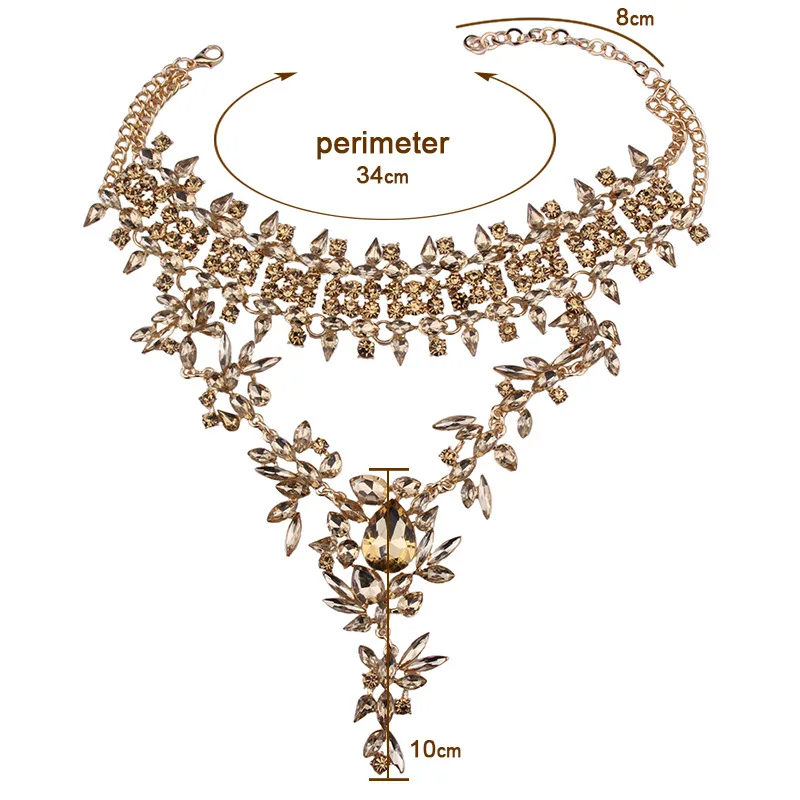 Женское колье чокер с кристаллами золотистого цвета цветами|pendants for women|collar