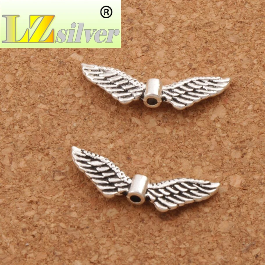 Подвеска в форме ангельских крыльев бусины разделители ювелирные украшения L192 31 шт. 23,9x7,9 мм старинное серебро