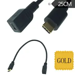 Реверсивный Дизайн USB 2,0 золото 3,1 Тип C разъем для Mini USB 2,0 Женский кабель для передачи данных для мобильных телефонов