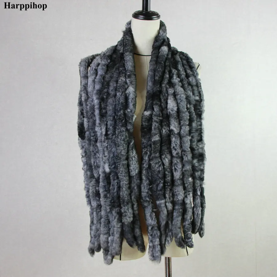 Модный женский классический шарф, 8 вертикальных полос, длинный шарф, 135 см* 16 см, женский зимний Настоящий мех кролика, шарфы