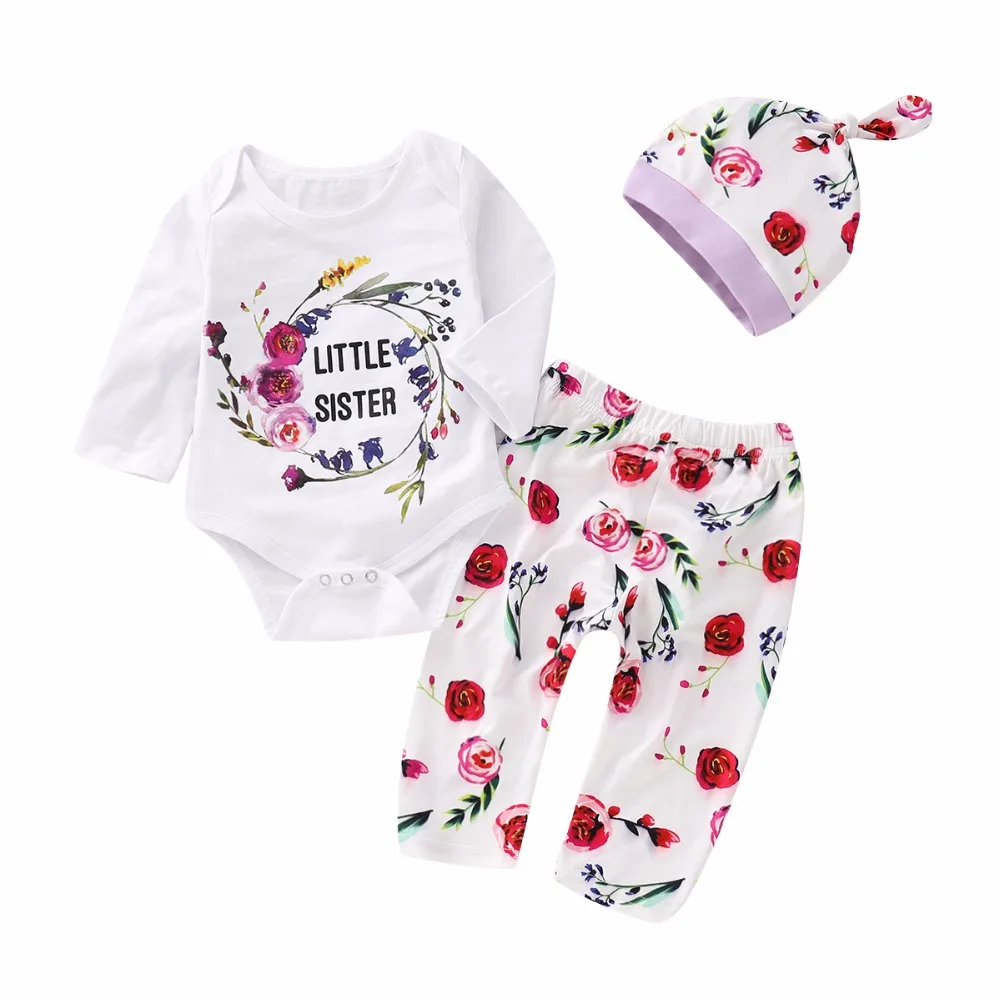 Комплект одежды для маленьких девочек комплект из 3 предметов с цветочным