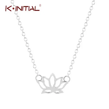 1Pcs Drop Shipping Flower Necklace Gold Silver Plated Necklaces Lotus Pendants&Necklaces Jewelry Collar Colar Statement Necklace
