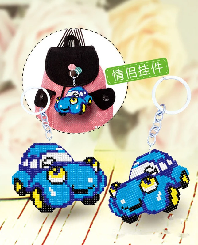 BC01 DIY Craft Stich Bead Cross Stitch Key Chain Accessories Stamped Needlework Embroidery Crafts Printed Cross-Stitching Kit