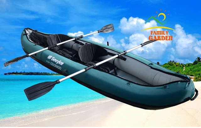 Cheap 2016 New Design 2 Person Inflatable Fishing Boat Kayak Canoe With Nylon Coat Oars Pump For Drifting Surfing Sandbeach