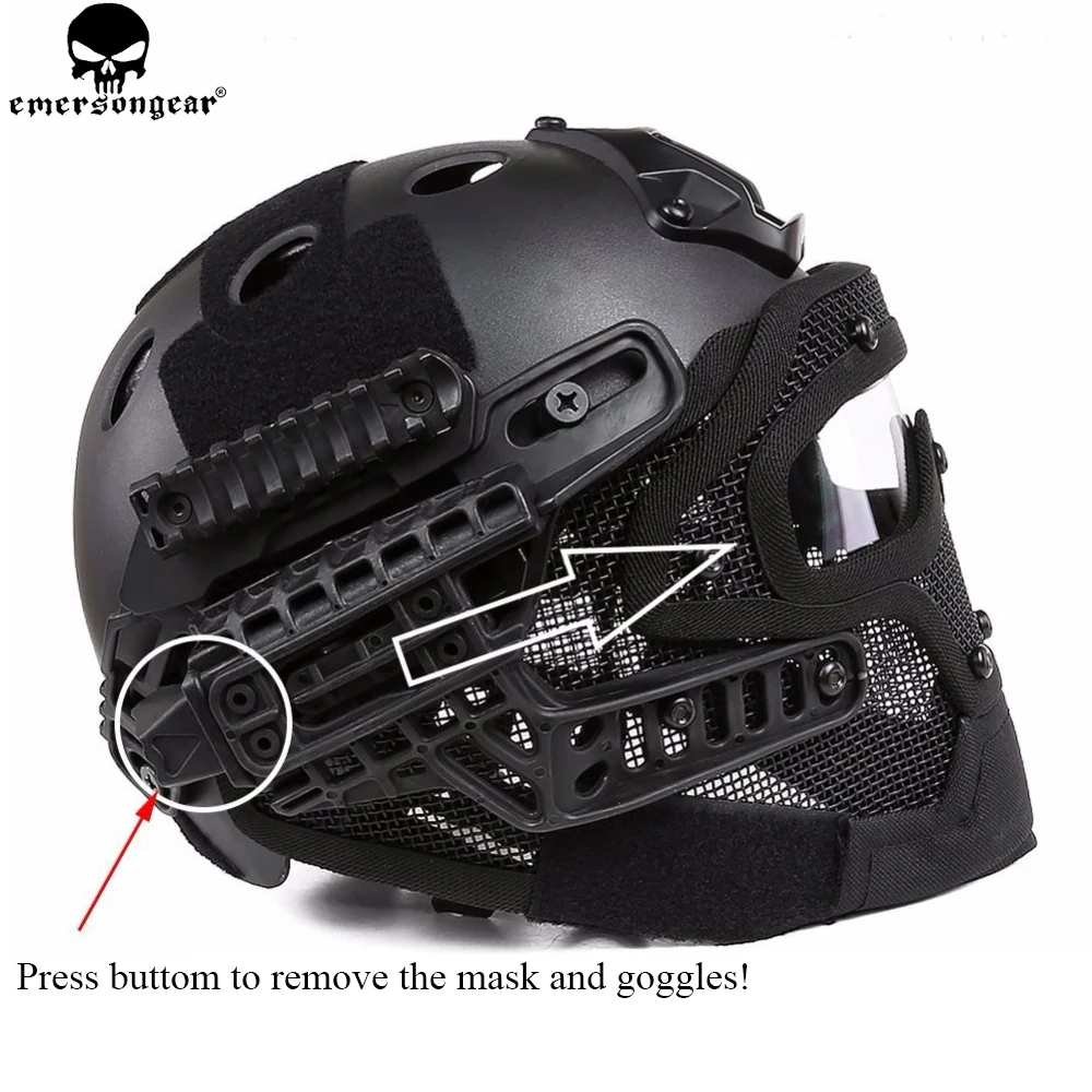 Skup EMERSONGEAR G4 System ABS hełm taktyczny z czapka kominiarka i gogle do wojskowego Airsoft EMERSON kask Multicam EM9197