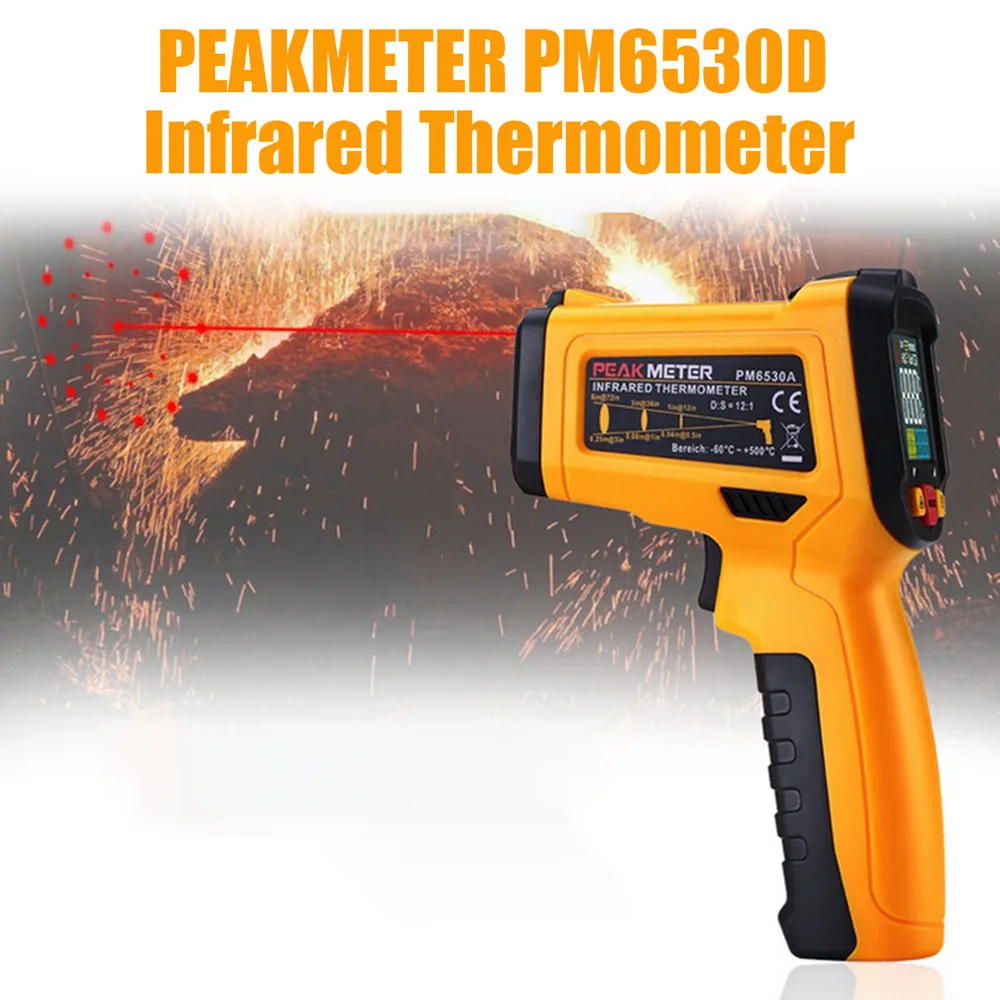 

PEAKMETER PM6530D Display Handheld Infrared Thermometer with Humidity Temperature Meter LCD Temperature Controller -50-800Deg.C
