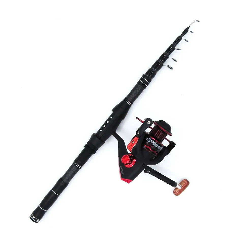 telescopic spinning fishing rod with reel 1.8-2.7m carbon rod combo ultralight travel stick set 12BB 5.5:1 spinning reel
