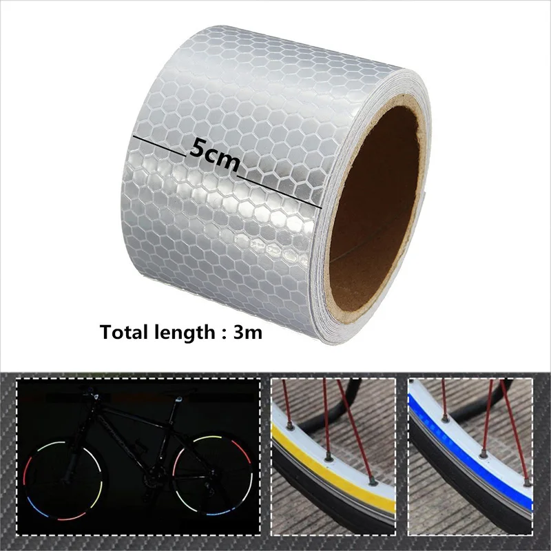 

3m*5cm Reflective Strips Car Stickers Car-styling Motorcycle Decoration Automobiles Safety Warning Mark Tapes NR-shipping