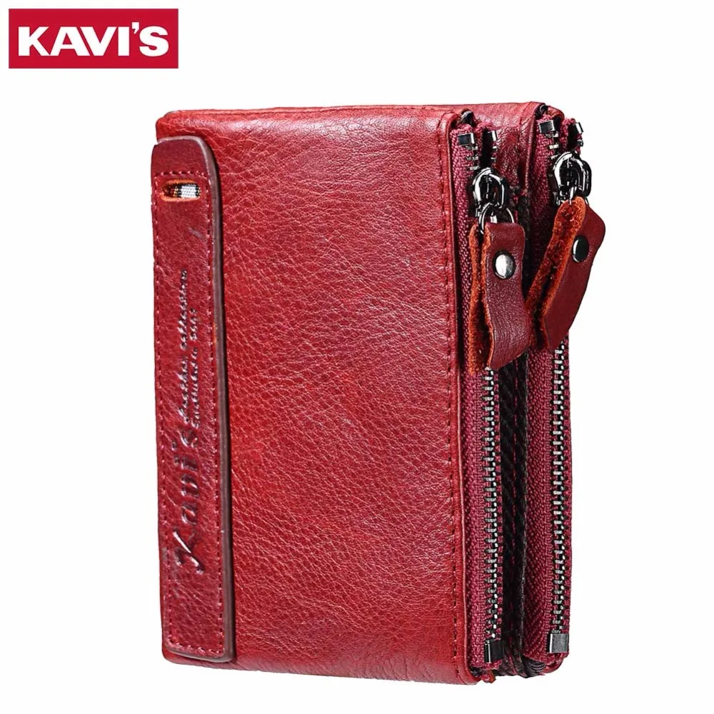 

KAVIS 2017 Genuine Leather Womens Wallets and Purses Small Portomonee Rfid Mini Lady Coin Purse Card Perse Pocket Vallet Female