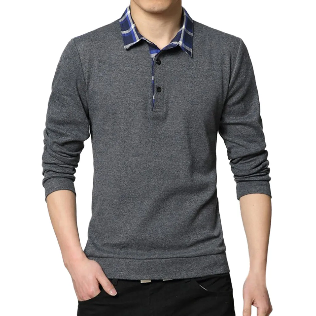 

Streetwear TShirt Men Long Sleeve Plaid Fashion Simple Men T Shirt Homme De Marque Haute Qualite