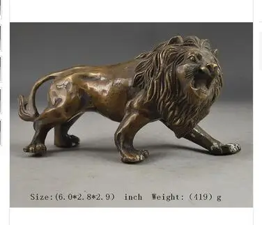 

Art Bronze home decoration Folk Culture Brass Elaborate Chinese Collectible Copper Lion Statue