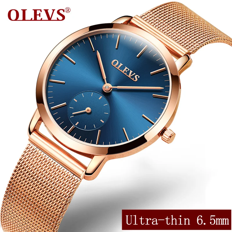 Beste OLEVS Ultradunne Vrouwen Horloge Top Merk Luxe Mesh Stalen Band Gold Horloge Klok Quartz Dames Horloges relogio feminino L5871