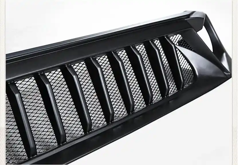 QQKLP ABS BLACK UNPAINT CAR FRONT BUMPER RACING GRILLS GRILLE ROUND TRIM COVER FIT FOR Jeep Renegade 2016 2017 2018 2019