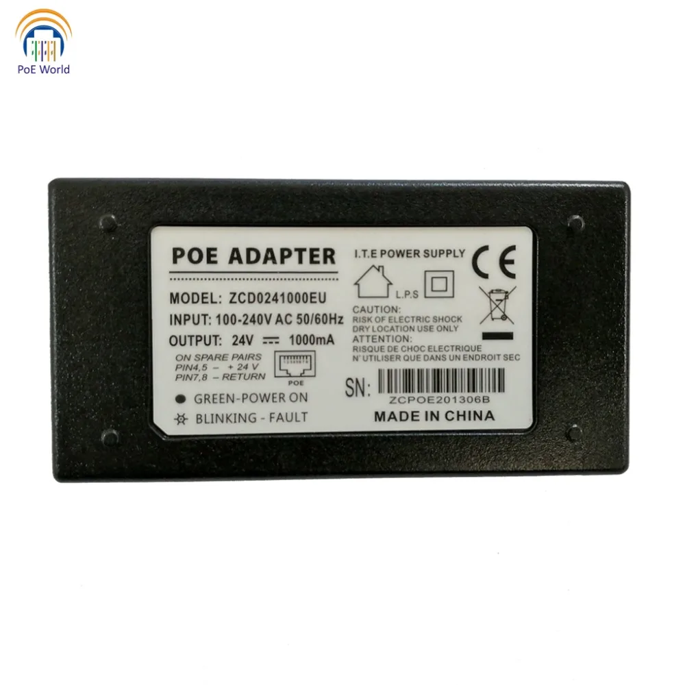 24V1000MA Тип стола Ethernet адаптер POE инжектор Ethernet мощность PoE адаптер для UBNT Mikrotik 24V24W IP камера беспроводной AP