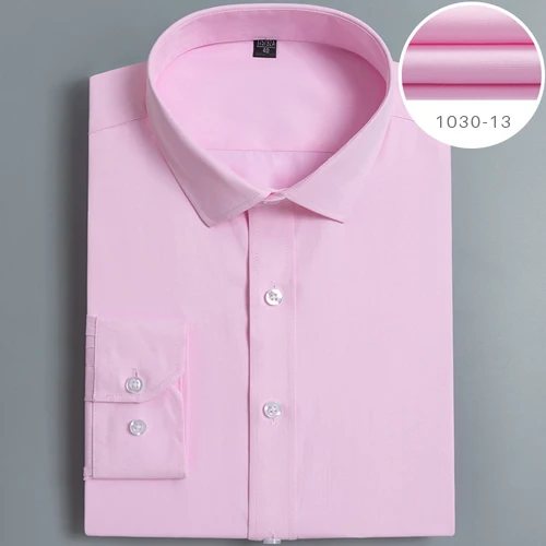 Мужская стандартная однотонная Базовая рубашка с длинным рукавом, классический дизайн, формальные деловые рубашки для работы - Цвет: 1030-13