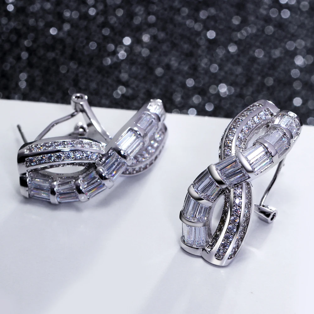 Unique design earrings pave cubic zircon crystal aretes high quality women drop earring statement Jewelry