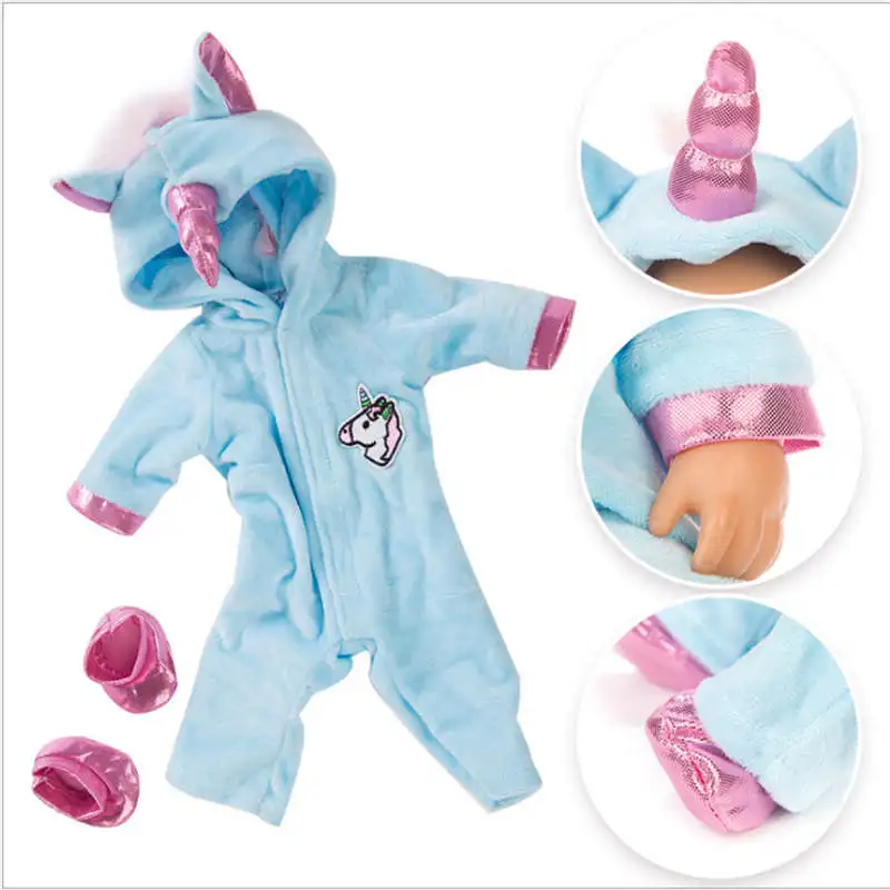 Born Baby Doll Одежда Подходит для 18 дюймов 40 43 см розовый и голубой Цвет единорог Кукла
