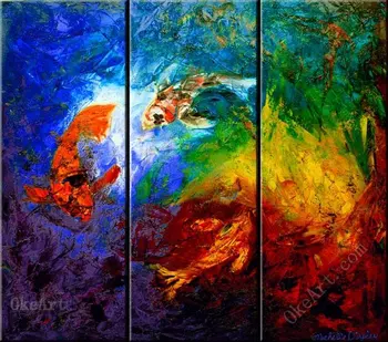 

The Three Koi oil painting on canvas decorative acrylic wall panels 3 panel wall art 3 pcs 3 set wells homedecoration classic o