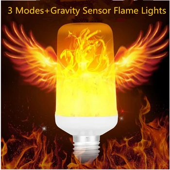 

Creative 3 Modes+Gravity Sensor Flame Lights E27 2835 LED Flame Effect Fire Light Bulb Flickering Emulation Decor Lamp AC90-265V