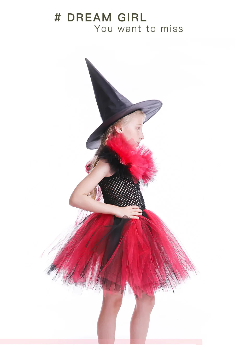 Evil Witch Girls Tutu Dress Kids Halloween Birthday Party Costume Bad Queen Princess Tutu Dress with witch Hat Photo Props (6)