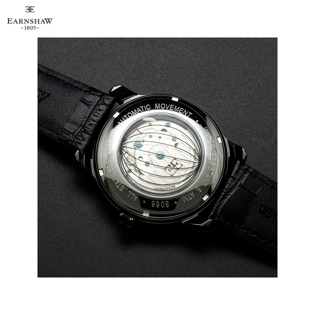 Наручные часы Earnshaw ES-8066-05 мужские механические с автоподзаводом на кожаном ремешке