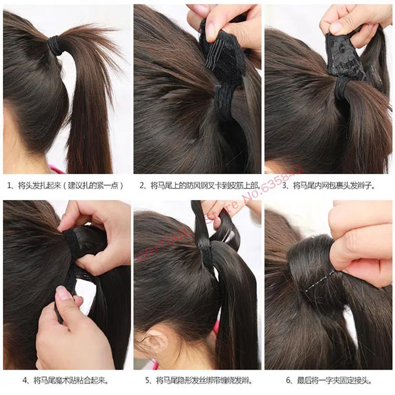 jeedou Ponytail Wavy Hair Black Color Wrap Around Ponytail Extensions Synthetic Hair Ribbon Trend Undone and Messy