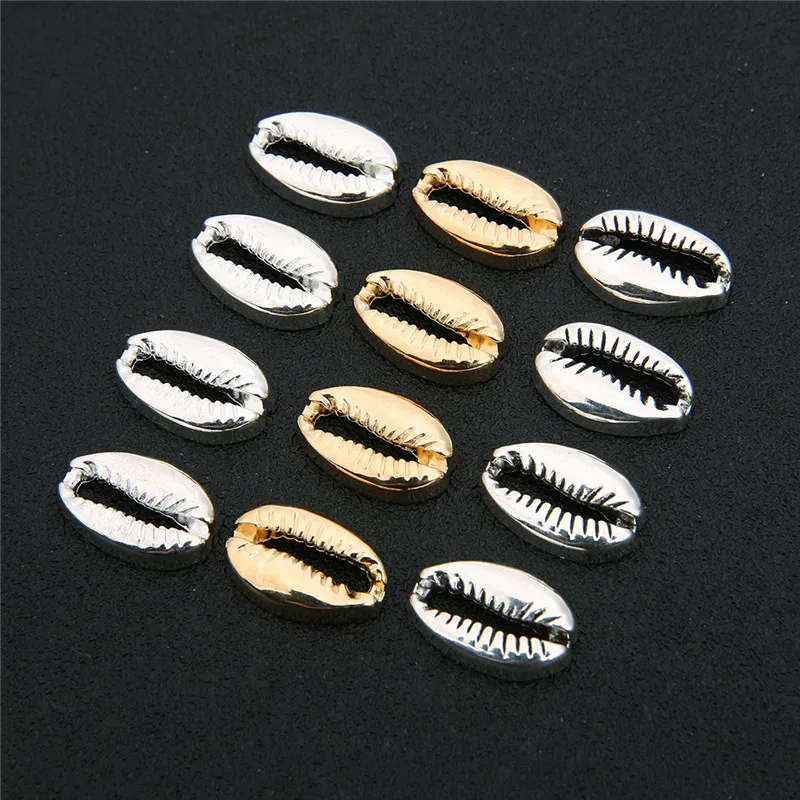 

10pcs/lot 19*12mm Zircon Shell Beads For Jewelry Making Diy Loose Gold Silver Color Metal Shell Beads Bracelet Connectors Craft