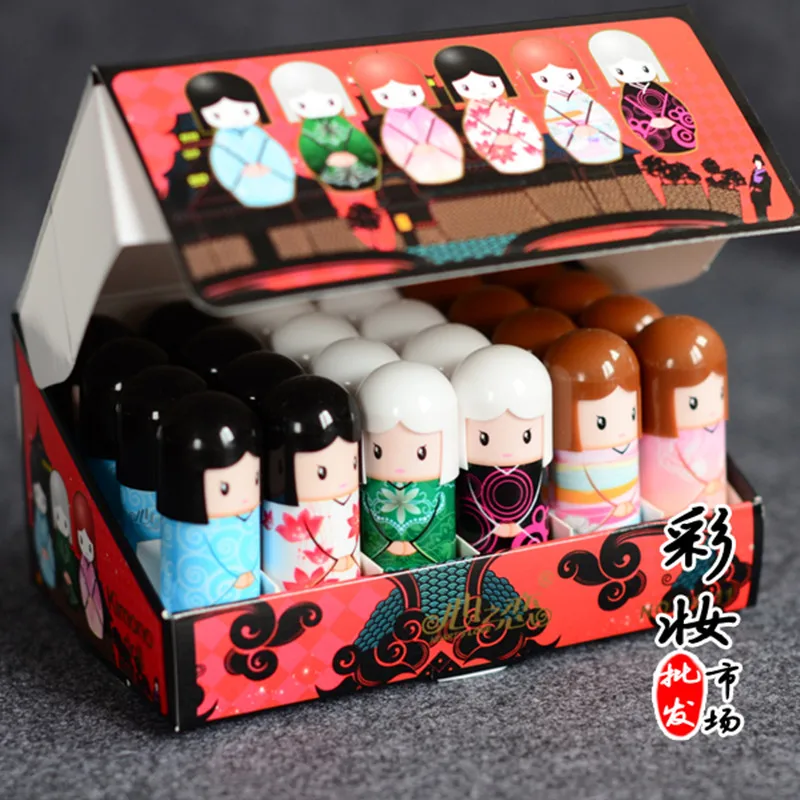 Lábios do Bebê Unidades Pacote Kawaii Quimono Bálsamo Labial 2020 Frutiy Sabor Lipbalm Bonito Boneca Estilo Hidratante Nutritivo 24 –
