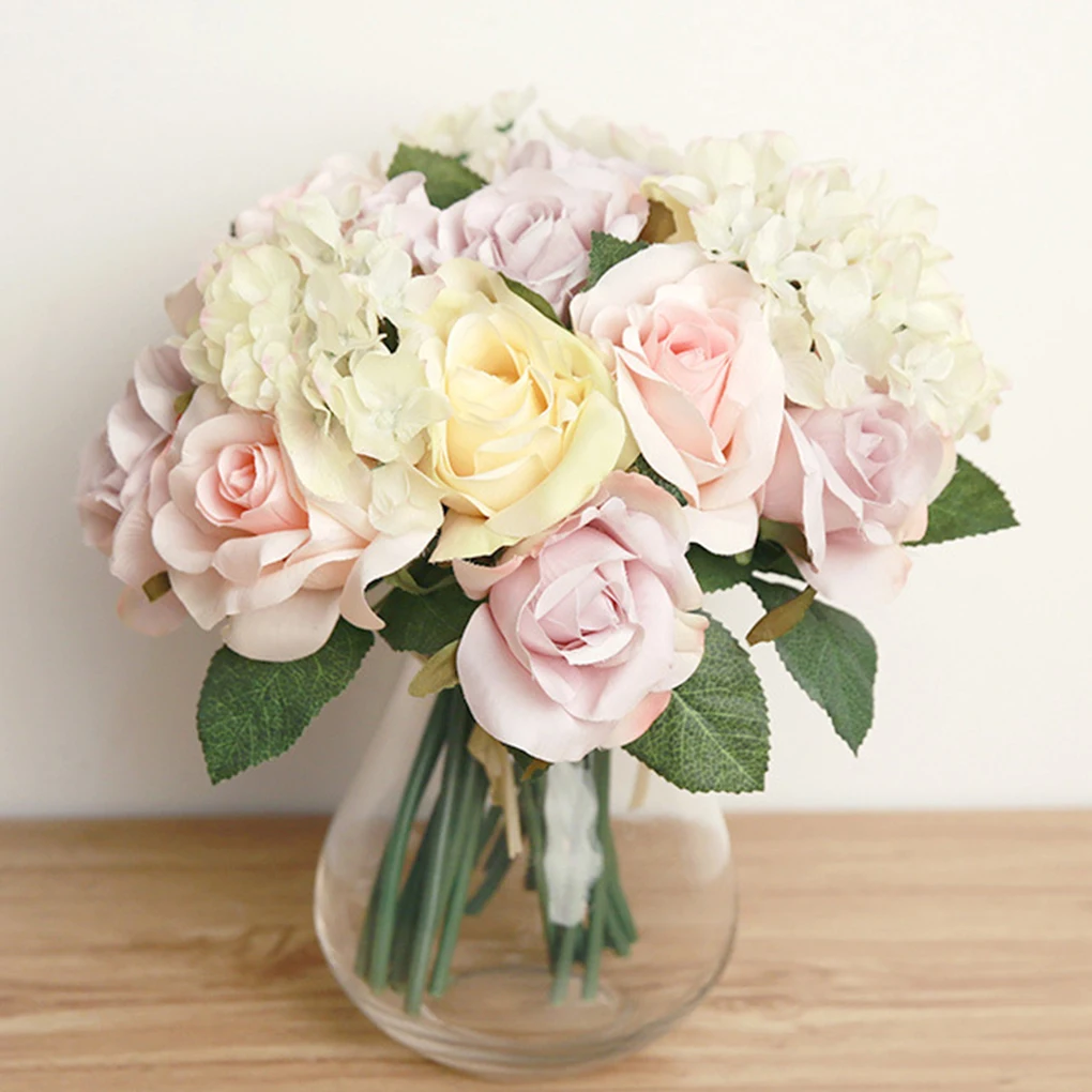 

Artificial Rose Flower Fake Floral Rose Silk Flower Bride Bouquet DIY Wedding Home Decor