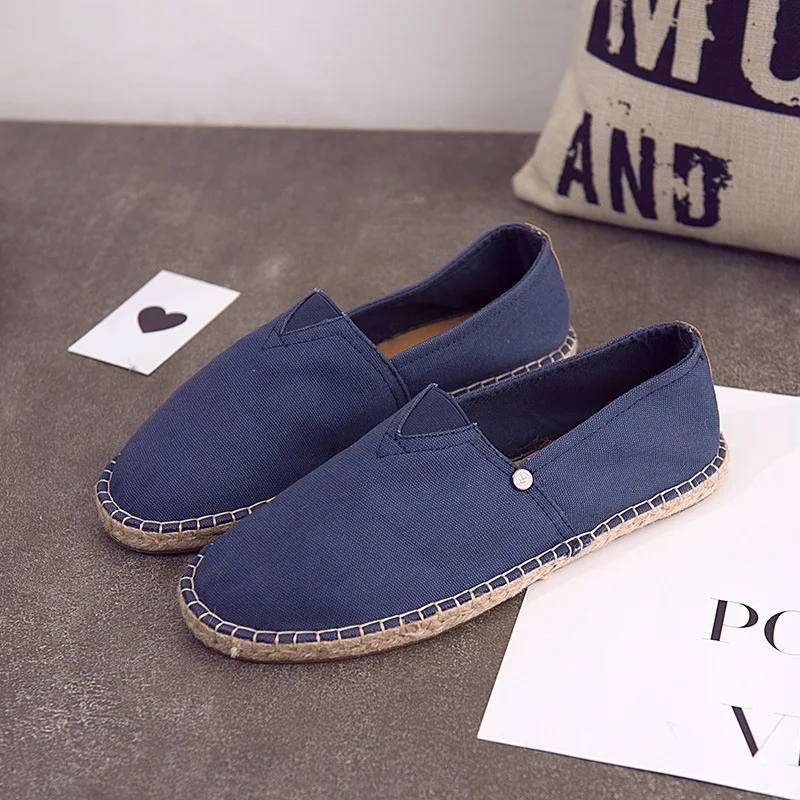 

OUDINIAO Hemp Wrap Mens Shoes Spring Espadrilles Men 2019 Canvas Shoes Men Breathable Men's Loafers Slip On Solid Couple Pink