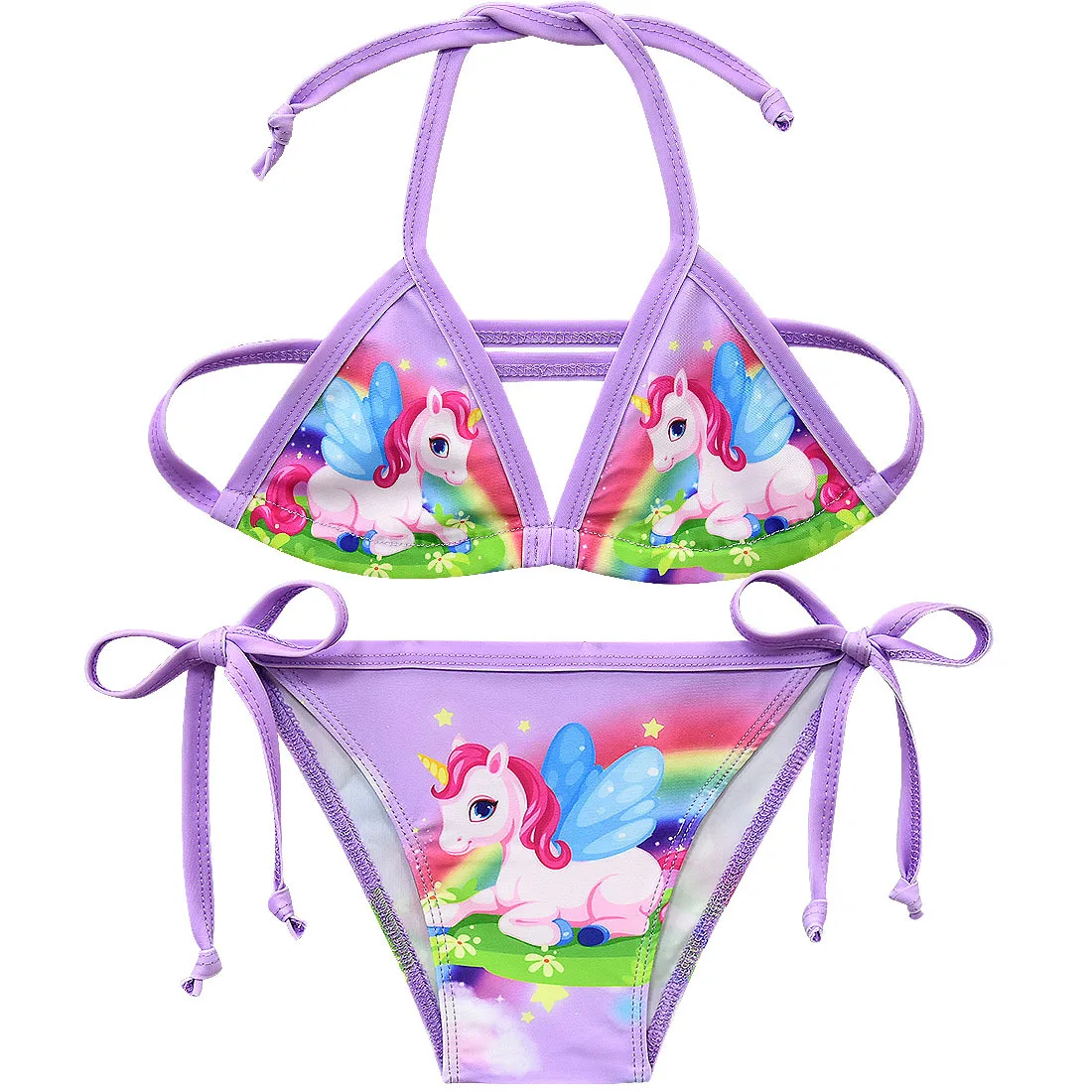 3-12Y Cute Girls Unicorn Swimsuit pink Kid Strap Bikini Suit 2pcs Outfits Fashion Clothes toddler Children | Детская одежда и