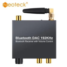 Neoteck conversor de áudio 192khz bluethooth dac digital para analógico, com receptor bluetooth e controle de volume para celular ipad dvd