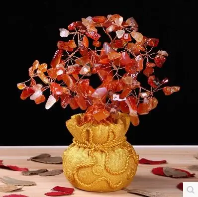 Цена Праздничные подарки натуральный красный агат Кристал кварца, натуральный камень денежное дерево для богатства font b money b font bay Бесплатная доставка
