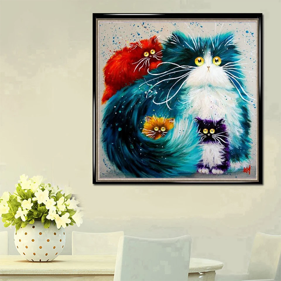 5d DIY Алмазная картина с большими глазами забавные кошки картинка художника крестиком полная Алмазная мозаика Стразы 3D вышивка подарок