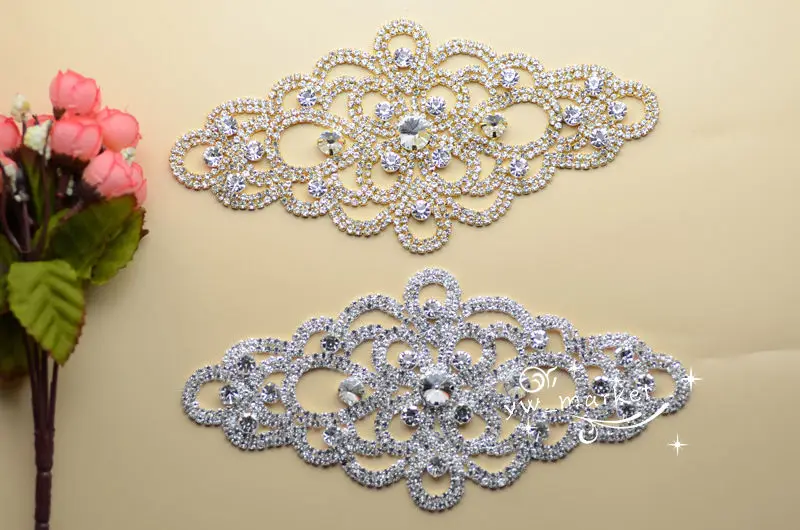 1 pcs Costume Dress Applique Crystal Rhinestone Sewing On(A368)crystal