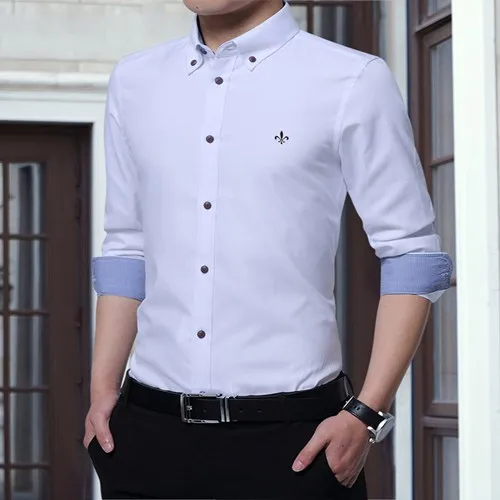 Dudalina, мужские рубашки с принтом, Camisa, длинный рукав, отложной воротник, camisa social masculina, модные повседневные рубашки для мужчин, хлопок - Цвет: 5801white