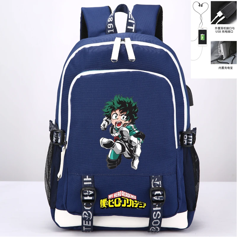g Аниме My Hero Academia Boku no Hero Academia школьная сумка рюкзак зарядка через usb подросток ноутбук сумки на плечо - Цвет: g