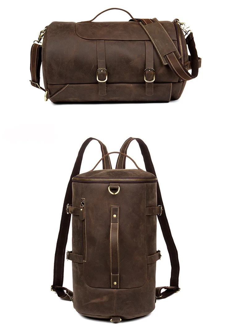 Produktpräsentation des Woosir Vintage-Herrenrucksacks aus echtem Leder