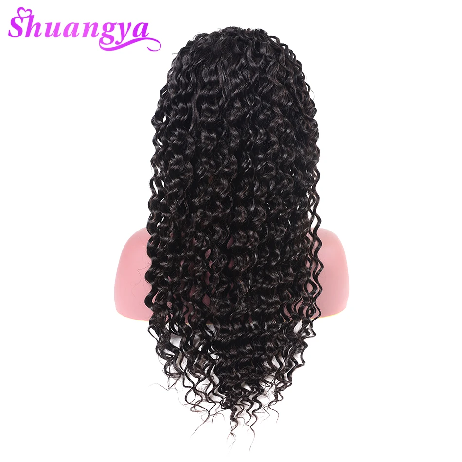 Shuangya 360 Lace Front Human Hair Wigs For Women Pre Plucked Brazilian Deep Wave Wig With Baby Hair 10-24 Inch Remy Hair Wigs
