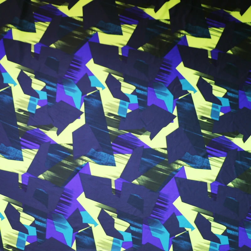 

polyester spandex material for swim quality lycra knitted fabric neon geometric