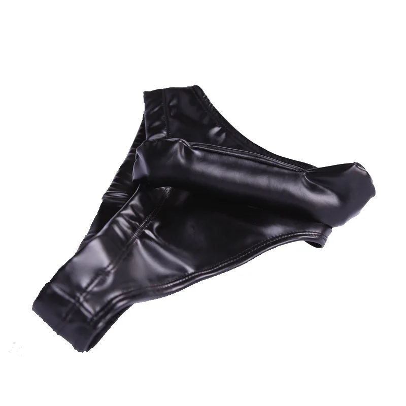 MS Sexy Men PU Faux Leather U Convex Briefs Lingerie G-string Gay Latex Micro Mini Short Bikini Penis Pouch Gay Wear Fetish