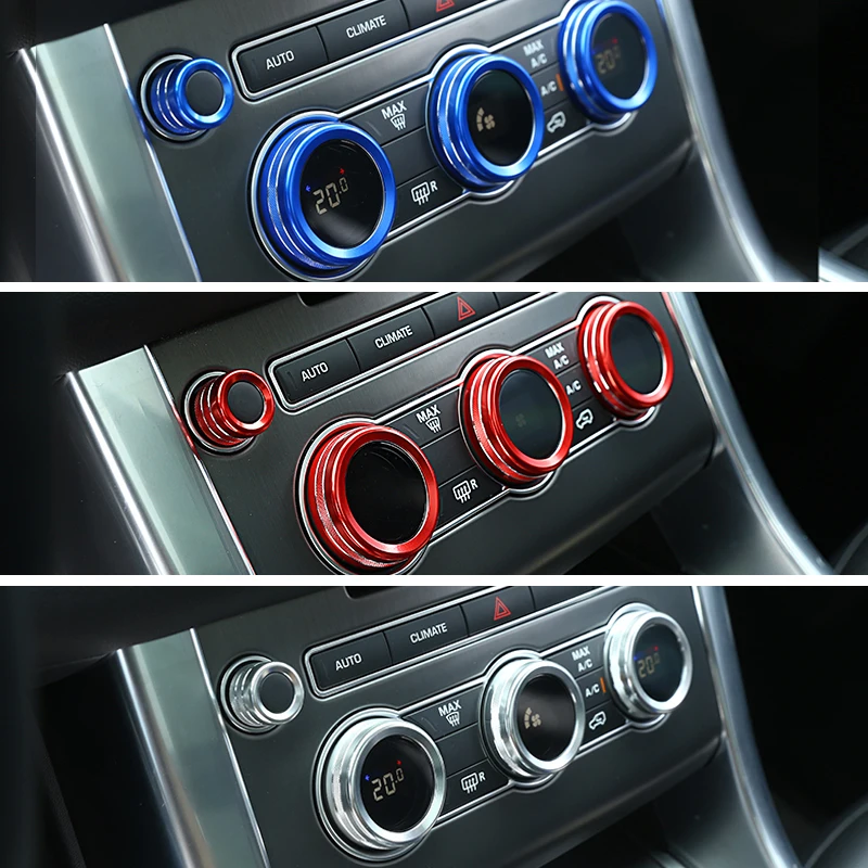

4pcs Car Interior Center Control Air Conditioning Knob Audio Circle Trim For Land Rover Range Rover Sport Vogue 2014 2015 - 2017