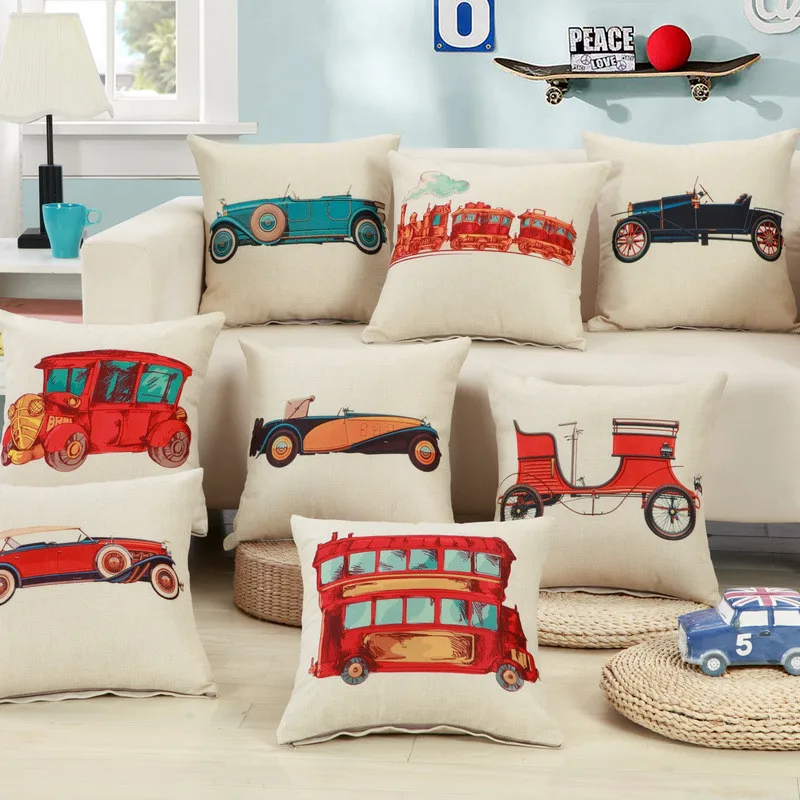 45x45cm Antique Car Vintage Vehicle Printed Cushion Cover Cotton Linen Home Chair Back Waist Sofa Seat Throw Pillowcase 45x45cm Antique Car Vintage Vehicle Printed Cushion Cover Cotton Linen Home Chair Back Waist Sofa Seat Throw Pillowcase