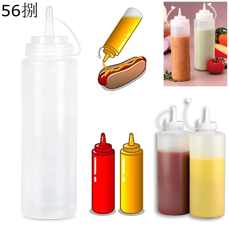 6pcs Plastic Clear 8oz Squeeze Salad Dressing Squeeze Tip Bottle